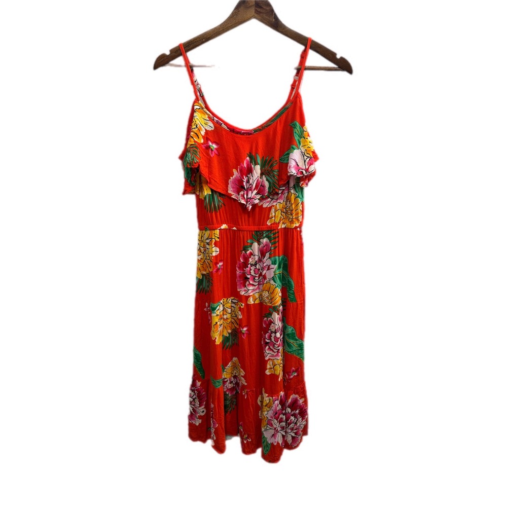 Old Navy Floral Sundress‎ Women XS Orange Excellent Ruffle Tiered Tropical